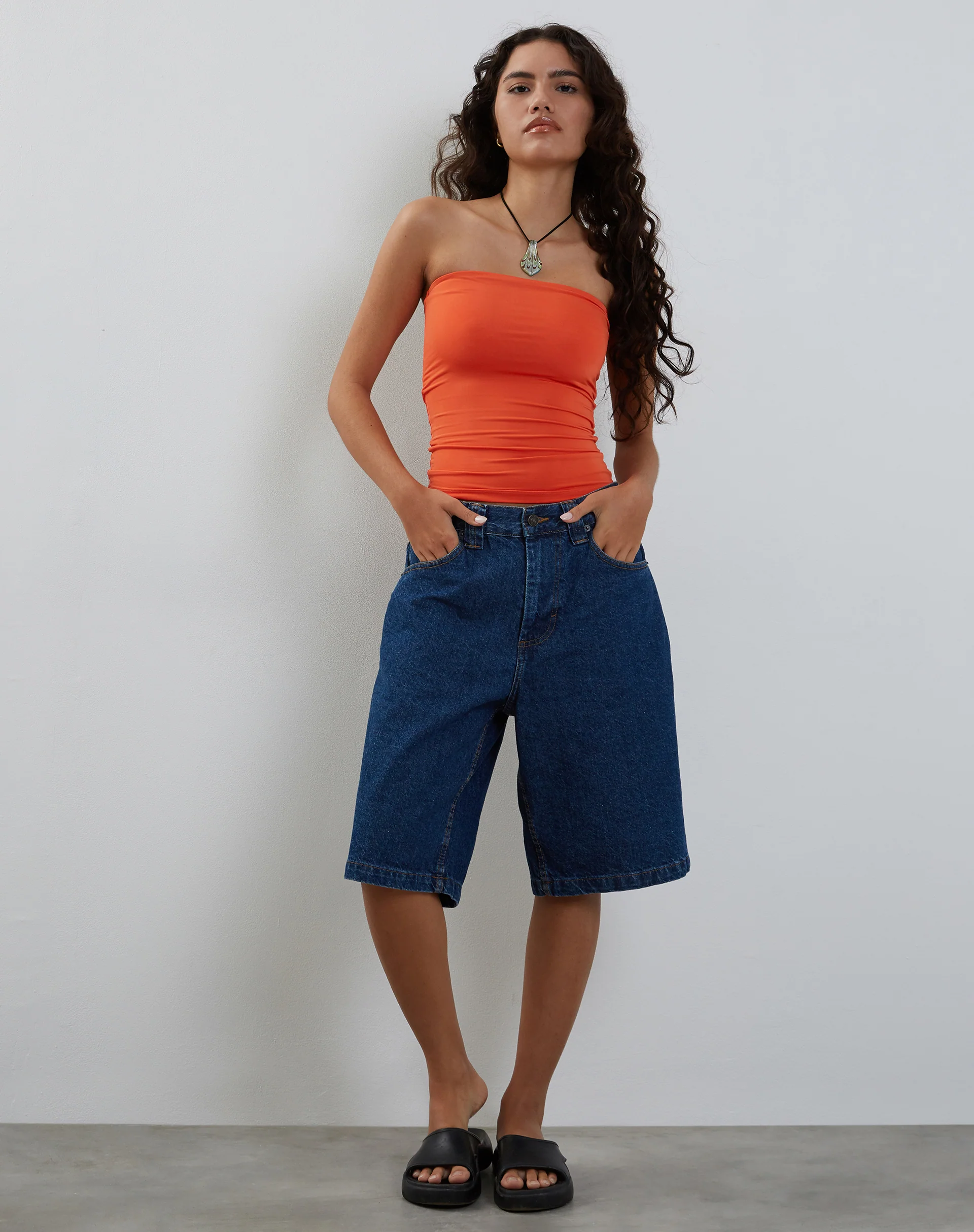 Neave Slinky Bandeau Top in Orange - Awmao