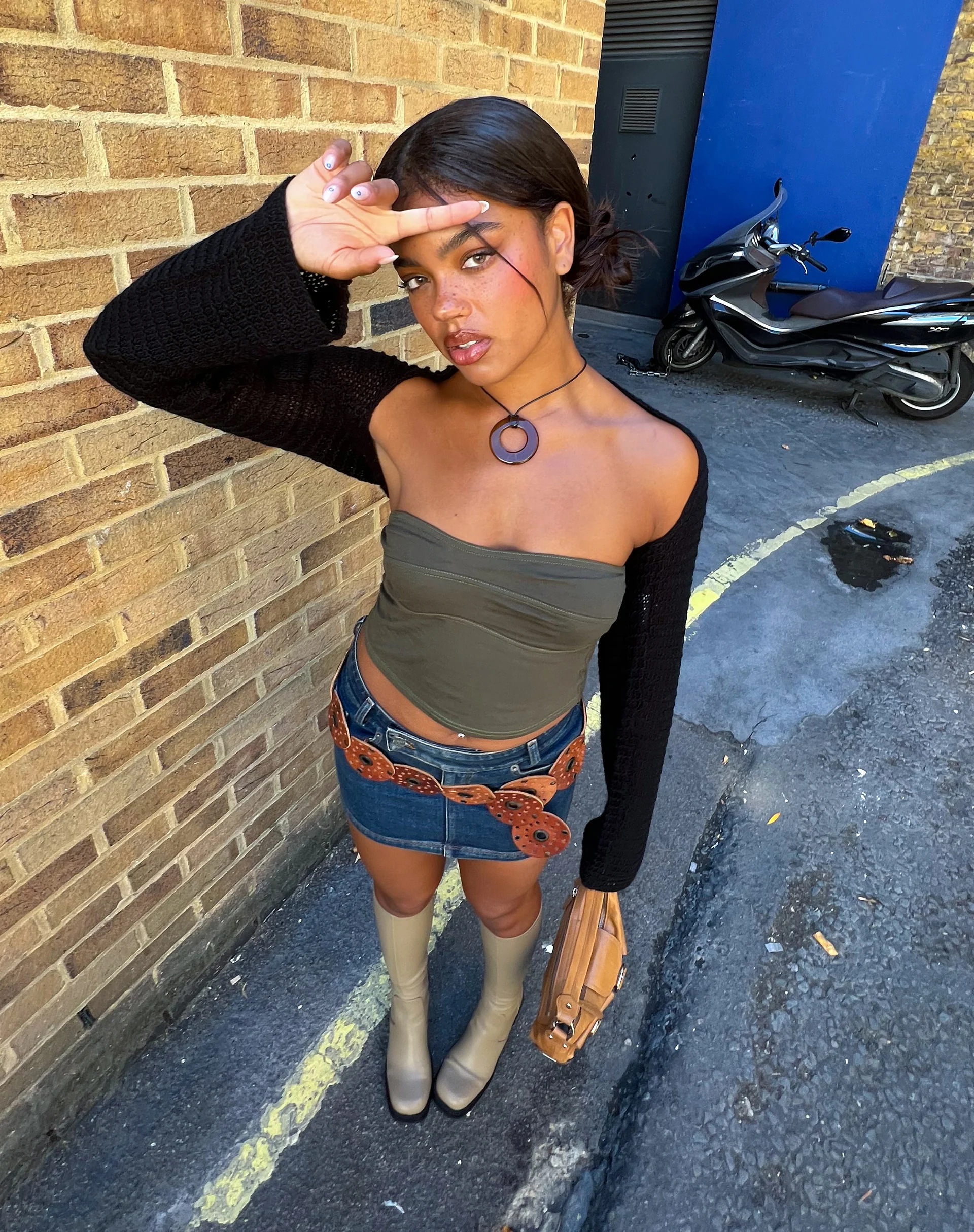 Chae Bandeau Top in Olive - Awmao