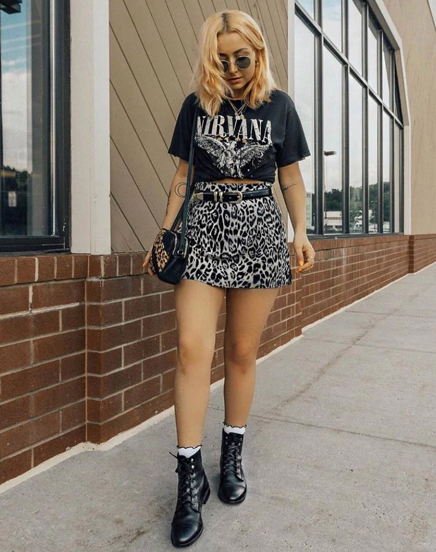 Sheny Mini Skirt in Leopard Grey - Awmao