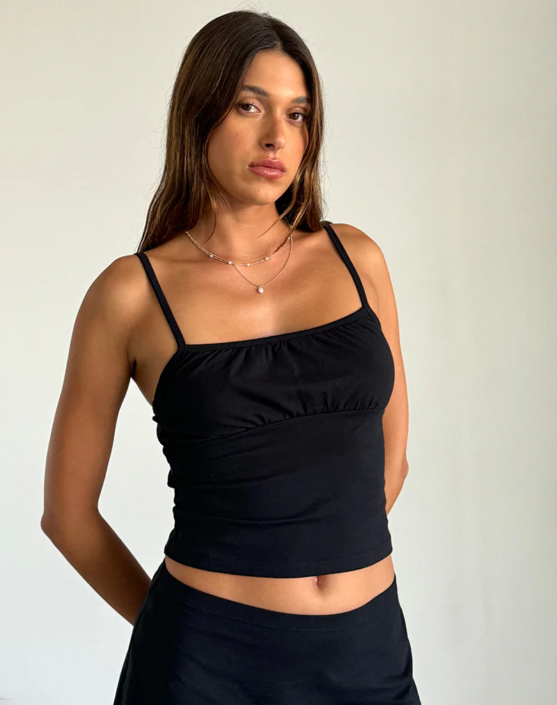 Sasya Cami Top in Black - Awmao