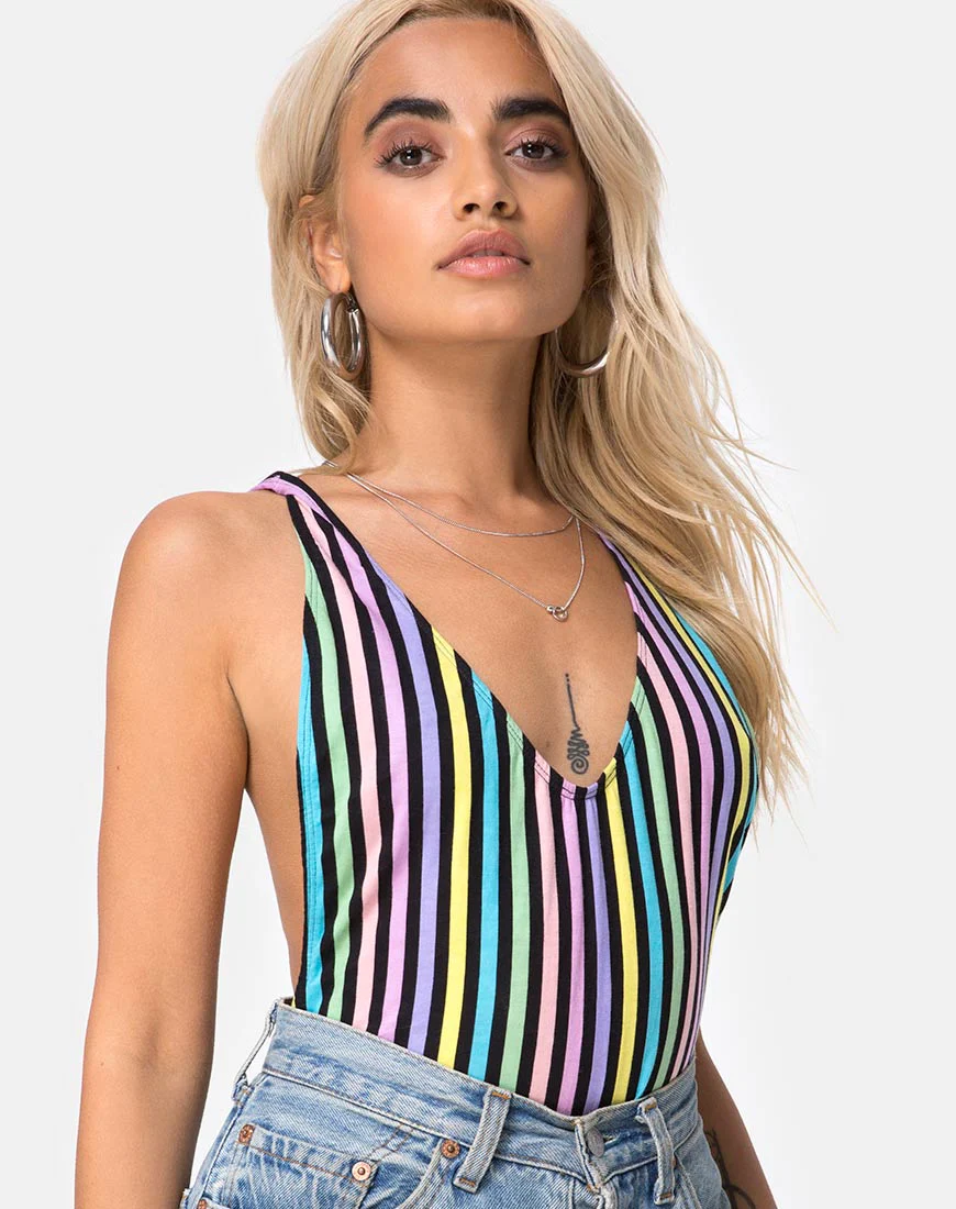 Lalung Plunge Bodice in New Stripe - Awmao