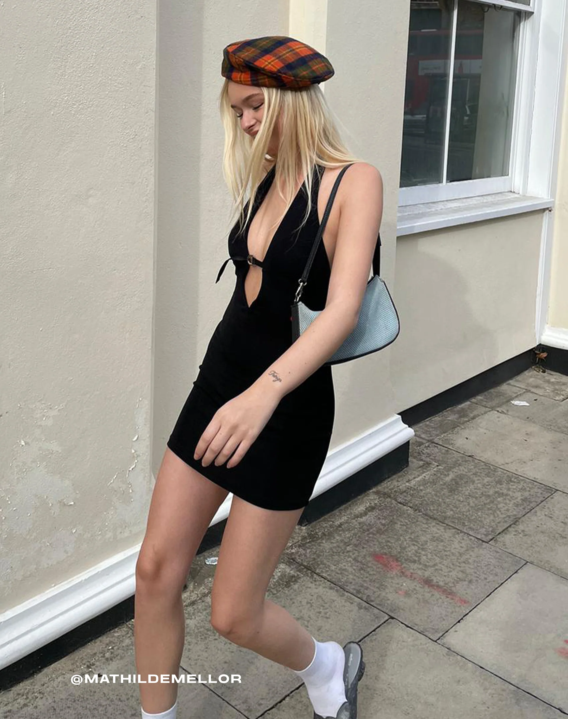 Calla Halter Mini Dress in Black - Awmao