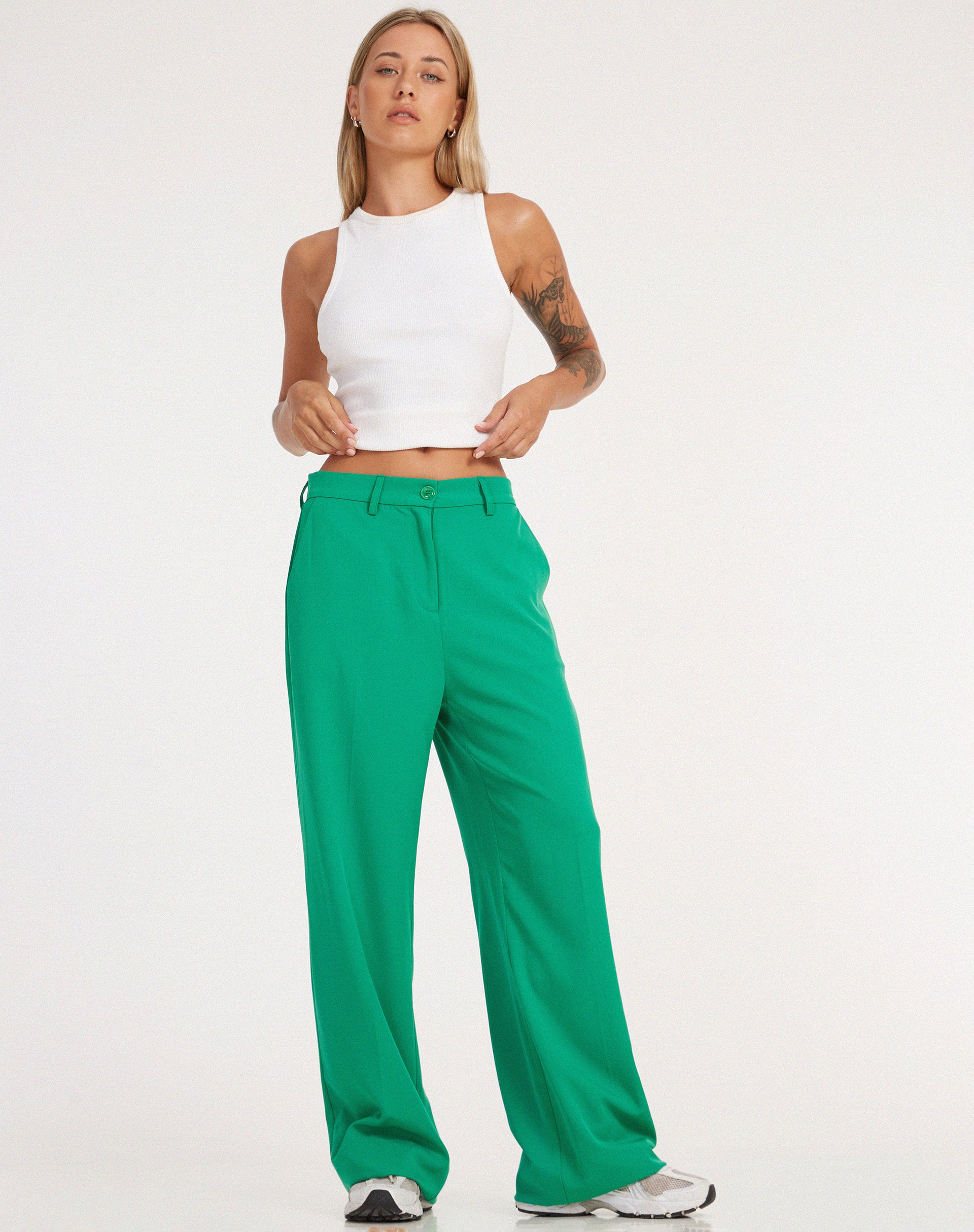 Abba Trouser in Tailoring Green - Awmao