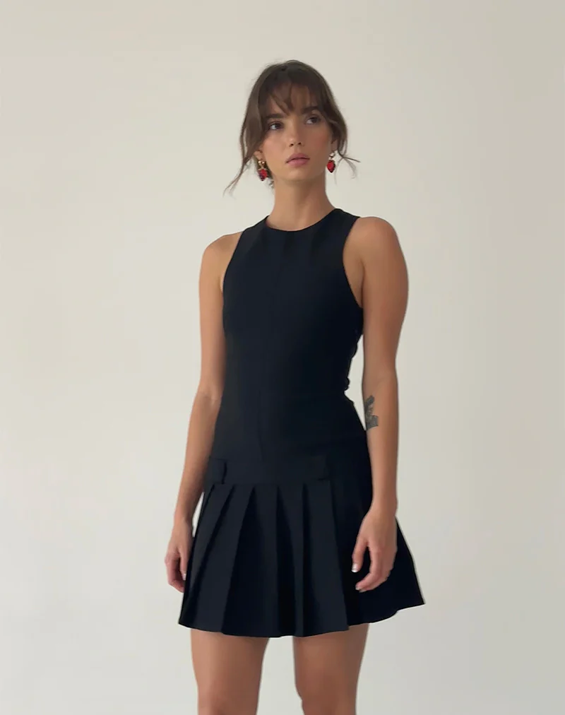 Ayosa Backless Mini Dress in Black - Awmao