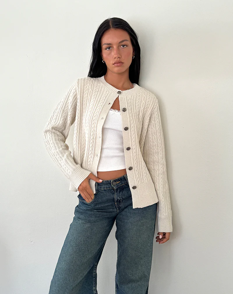 Bavana Cardigan in Ivory - Awmao
