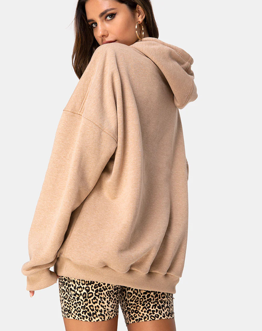 Oversize Hoody in Tan I Want it Embro - Awmao