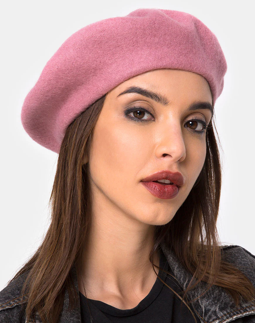 Wool Beret in Dusky Pink - Awmao