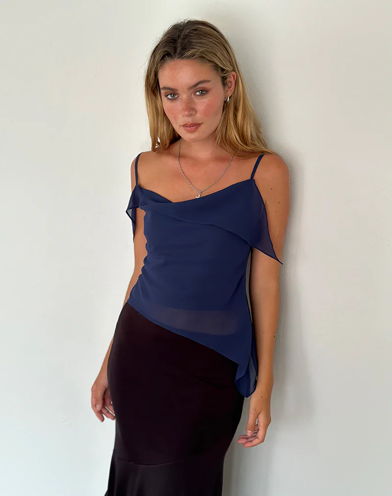 Davila Top in Chiffon Ocean Storm - Awmao