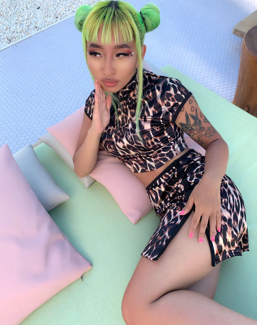 Jakina Crop Top in Magic Leopard - Awmao