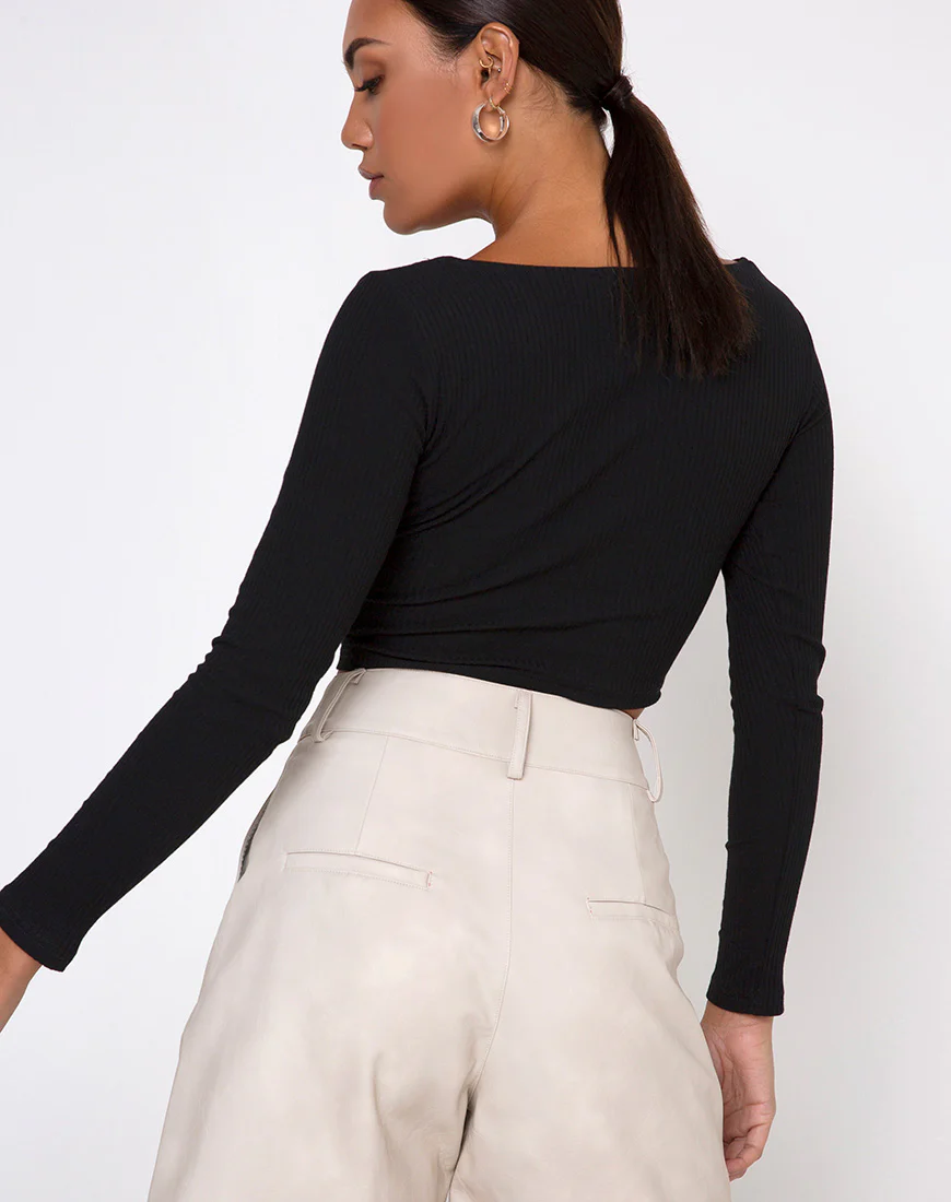 Maby Crop Top Rib Black - Awmao