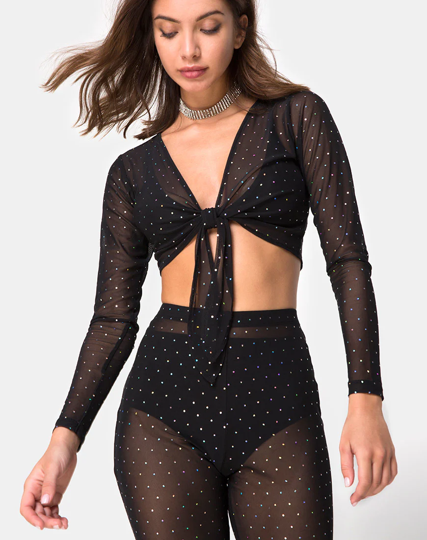 Yun Top in Net Crystal Black X Princess Polly - Awmao