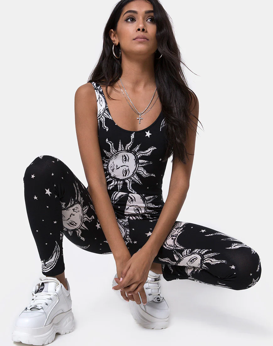 Unitard in Oversize Sun Moon and Stars - Awmao