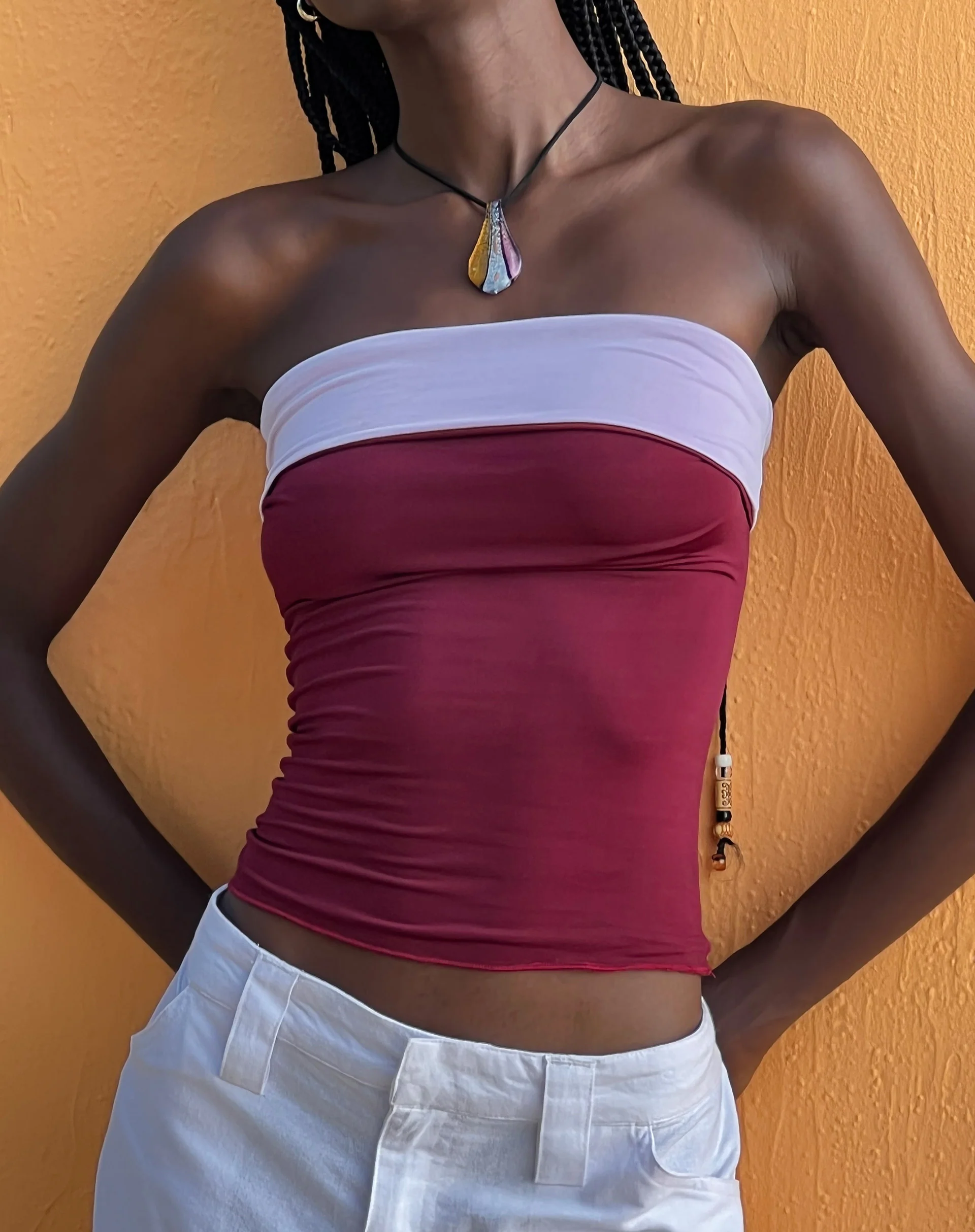 Brylee Bandeau Crop Top in Wine Lilac - Awmao