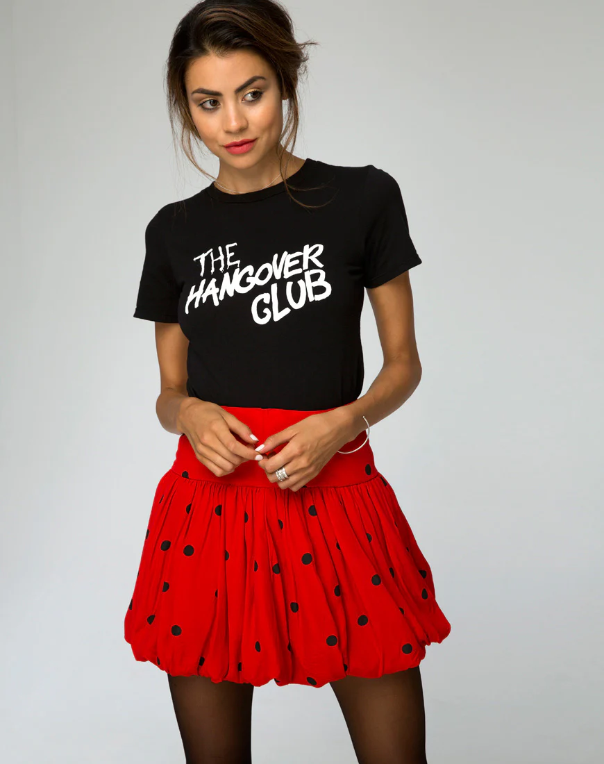 Puff Ball Skirt in Polkadot Red and Black - Awmao