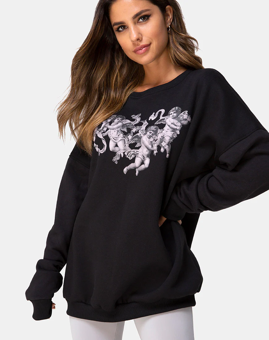 Sweatshirt in Black Cherub - Awmao