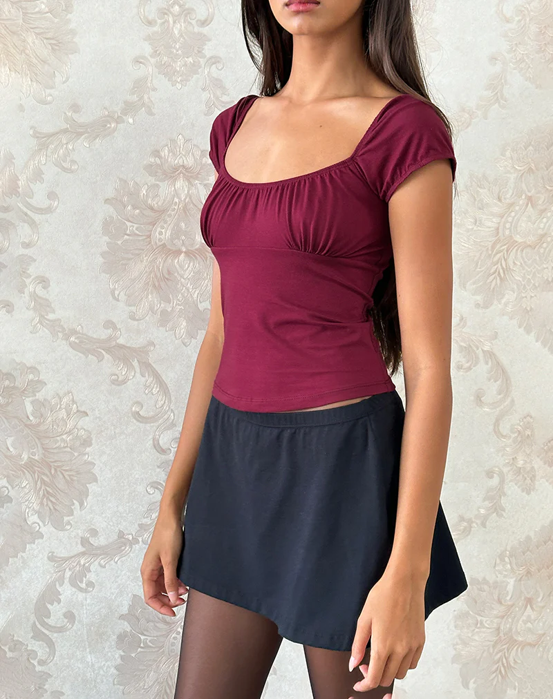 Vardah Top in Burgundy Jersey - Awmao