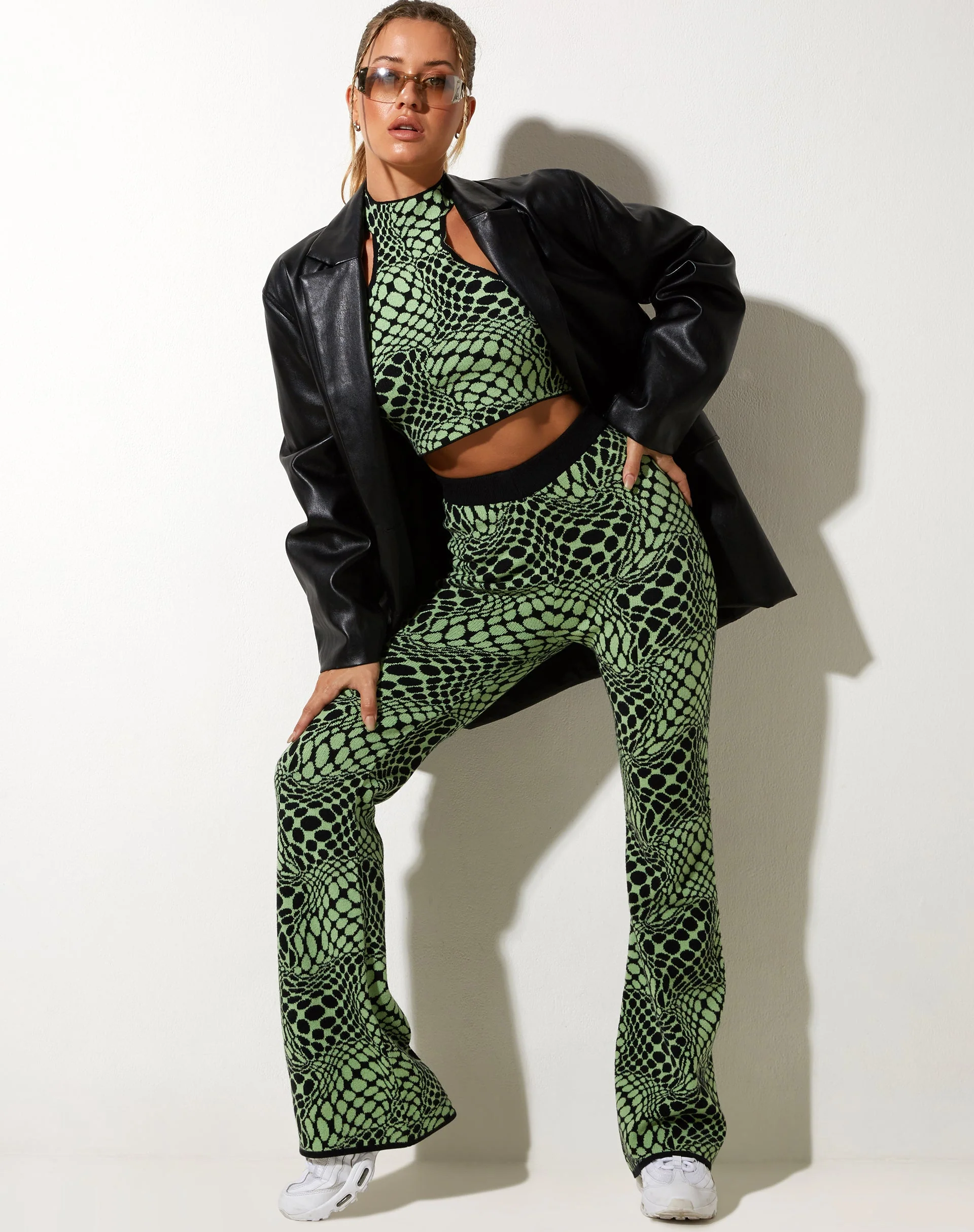 Yuana Trouser in Geo Polka Arcadian Green - Awmao
