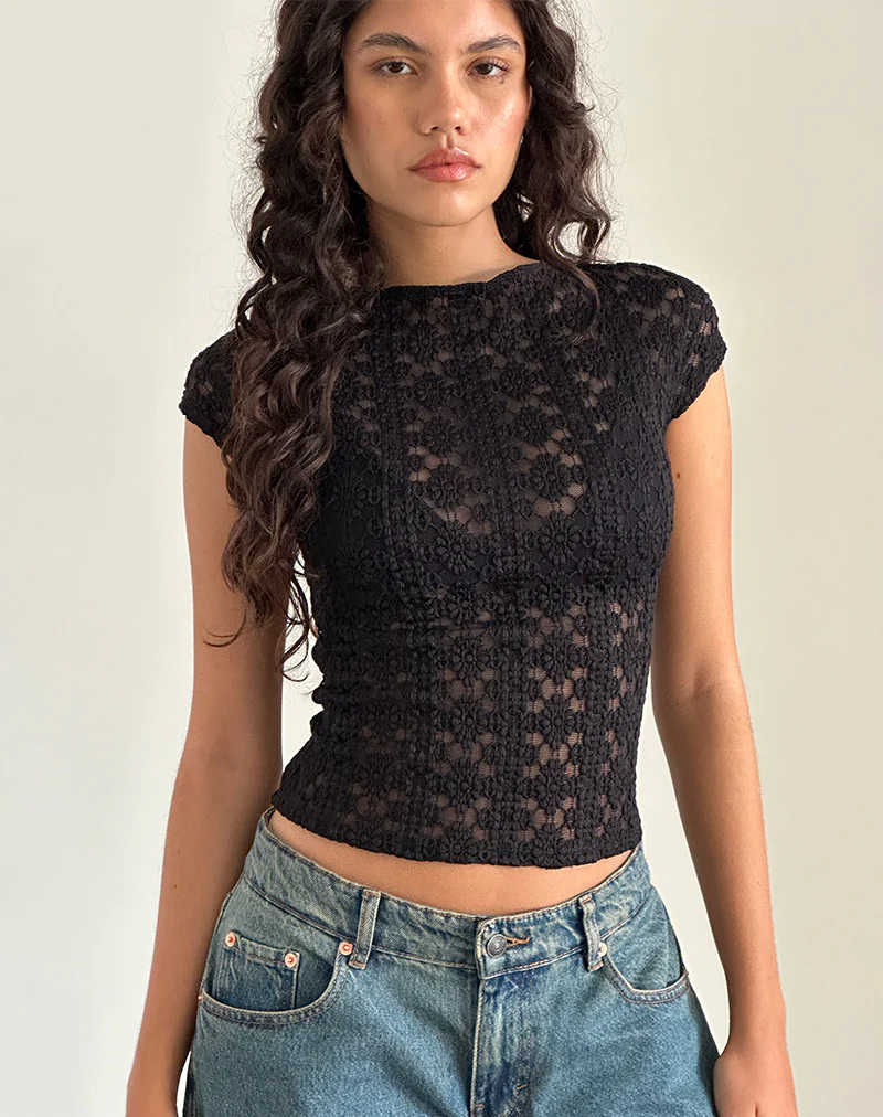 Nova Top in Regal Lace Black - Awmao