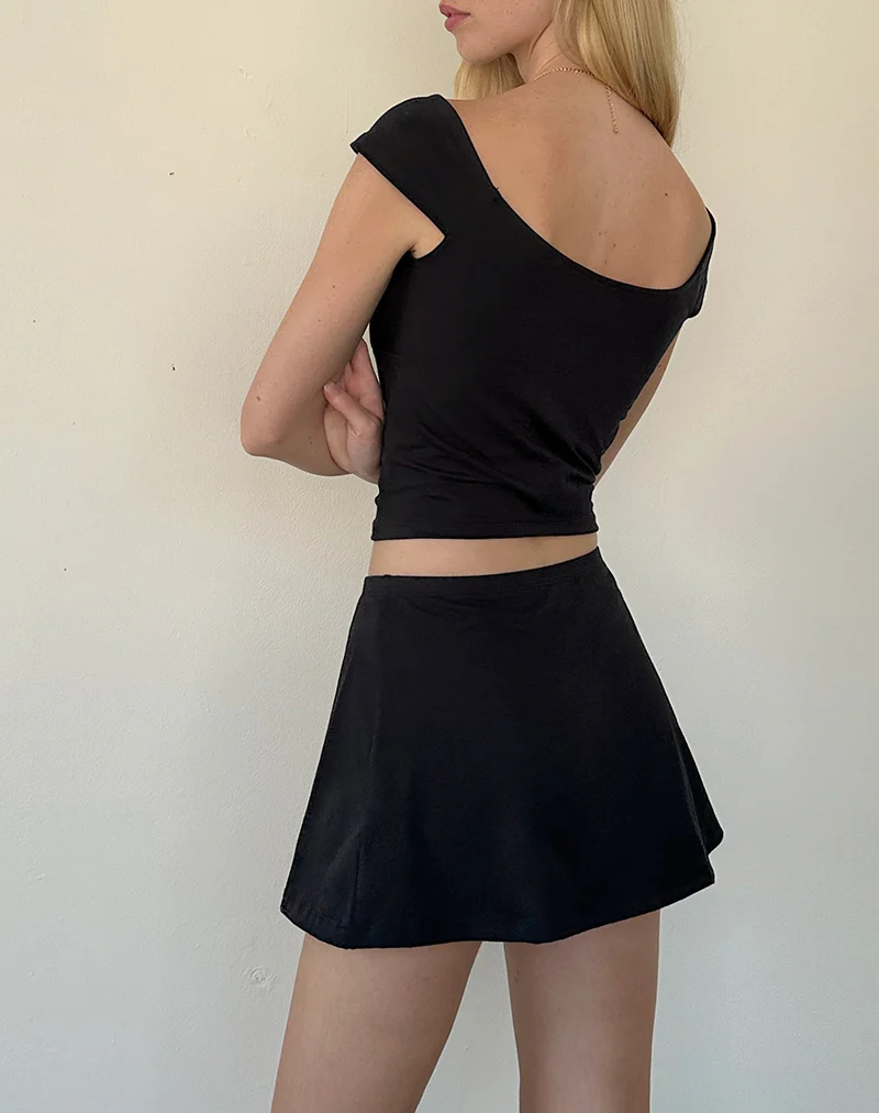 Nidya A-Line Mini Skirt in Black - Awmao