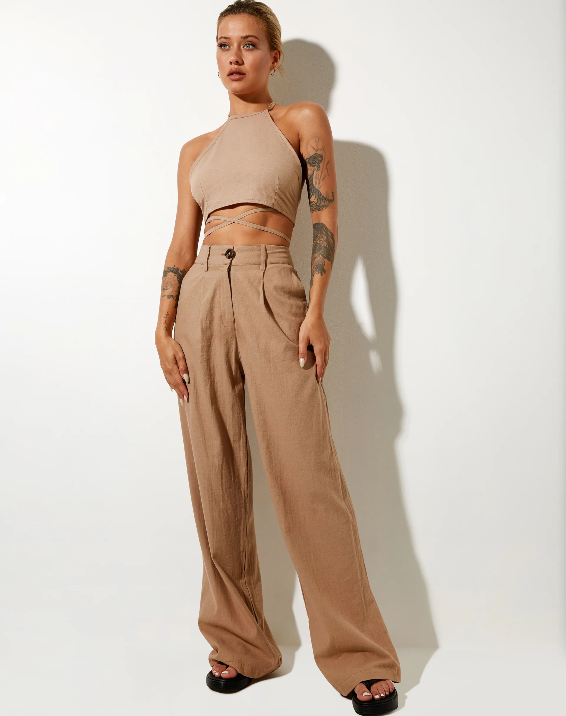 Levo Trouser in Rami Biscuit - Awmao