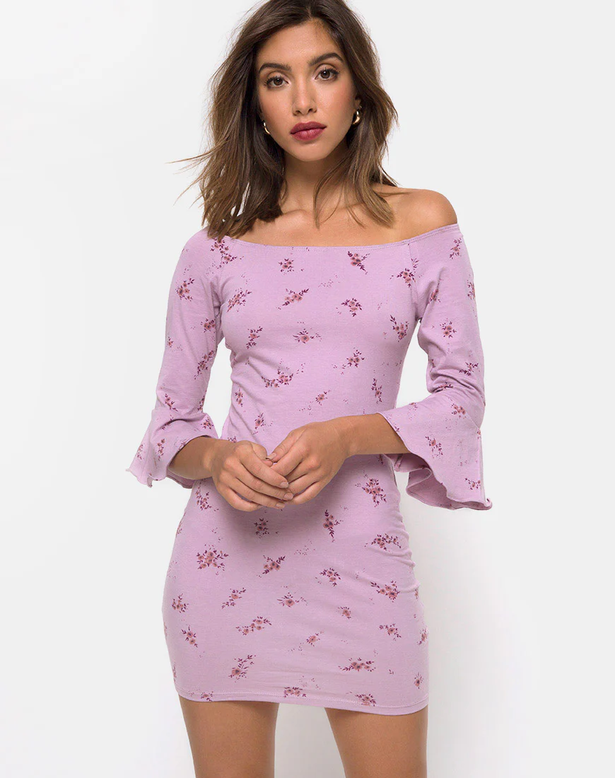 Migare Bodycon Dress in Forget Me Not Lilac - Awmao