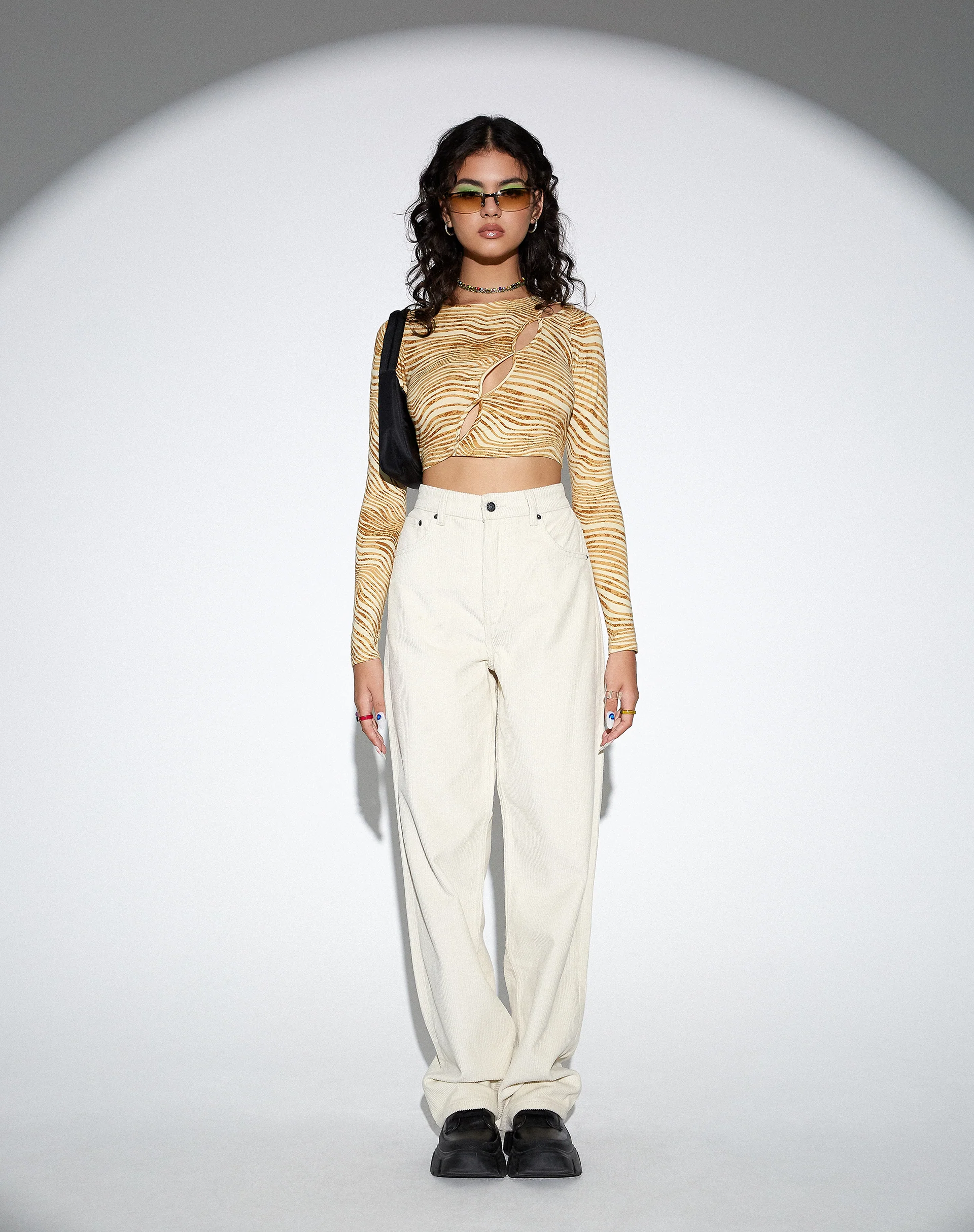 Heloise Crop Top in Desert Terrain Tan - Awmao
