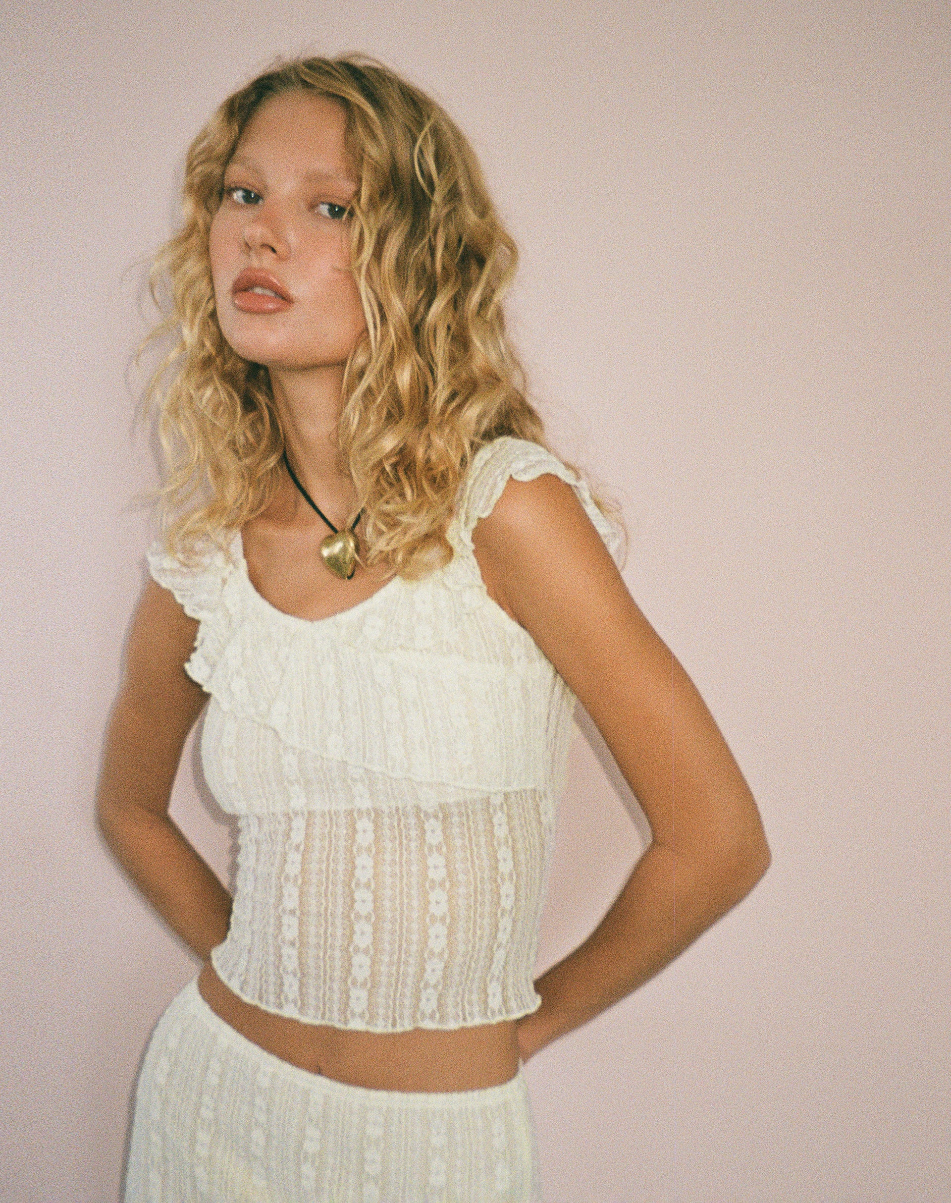 Simran Bardot top in Cream Lace - Awmao