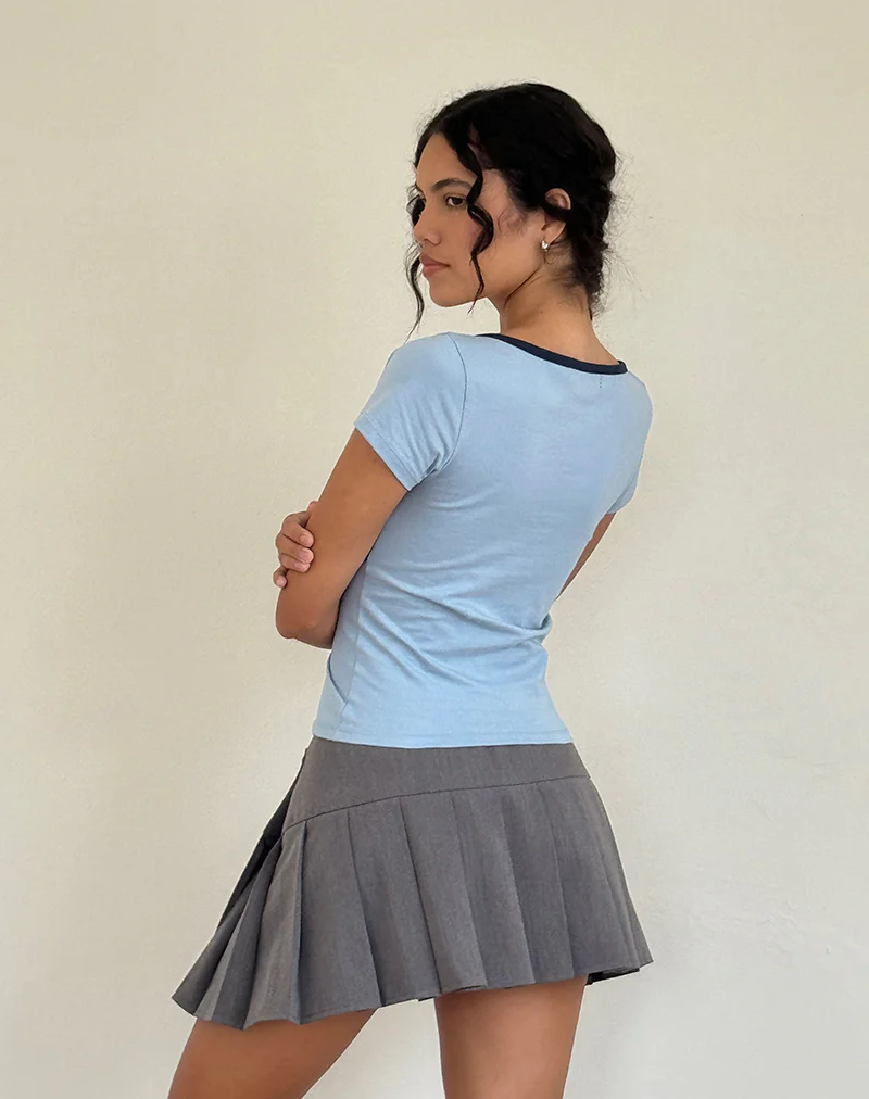 Tasina Top in Nantucket Blue with Navy Binding - Awmao