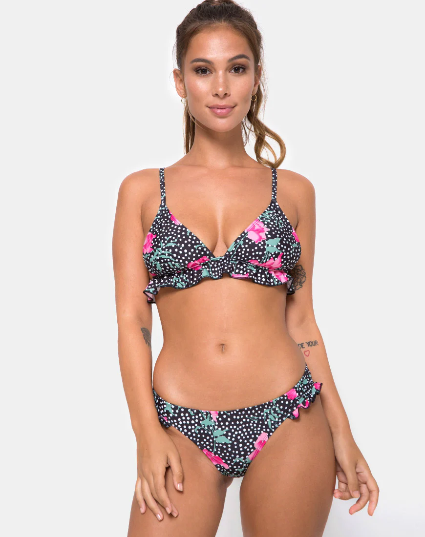 Sakila Bikini Top in Paradise Polka - Awmao
