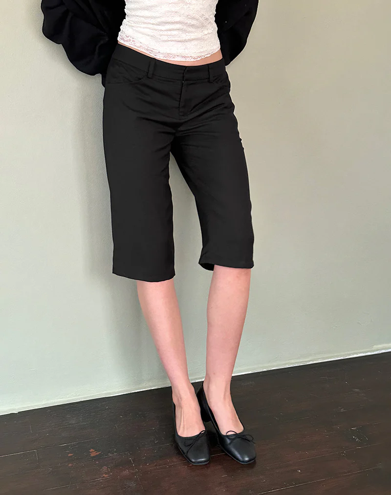 Tuni Capri Trousers in Tailoring Black - Awmao