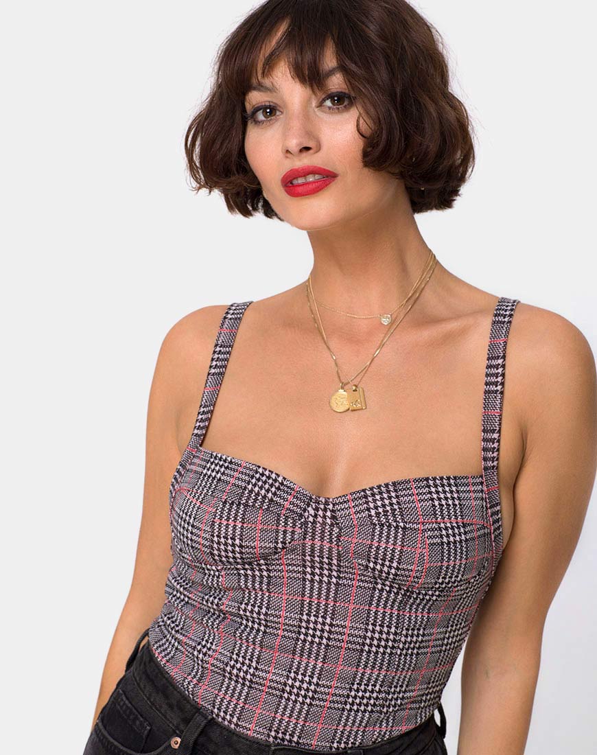 Soares Bodice in Charles Check Blush - Awmao