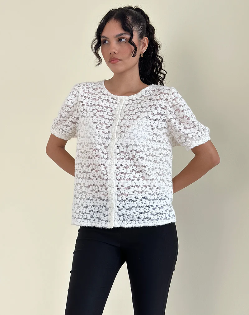 Kaelyn Top in Dahlia Lace Ivory - Awmao