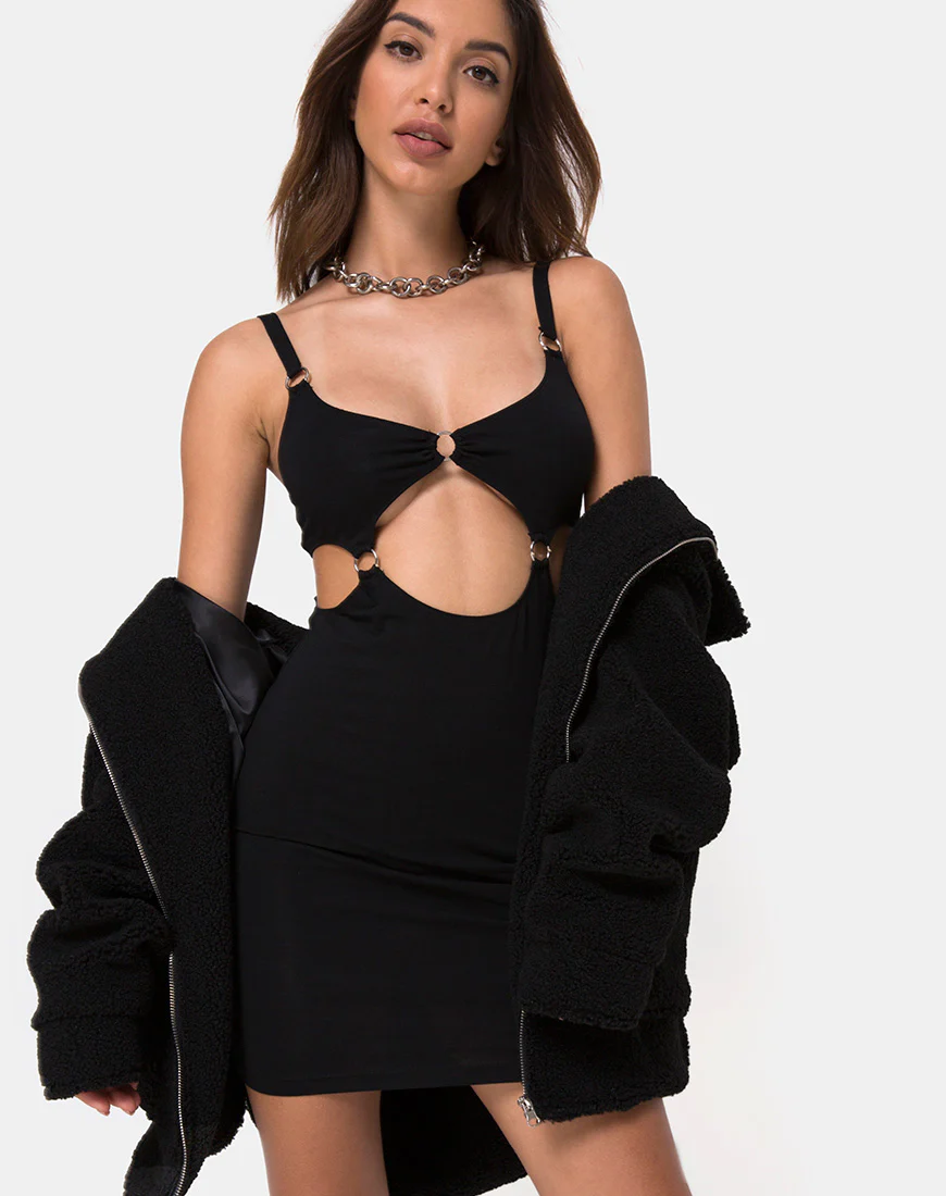 Jezabel Cut Out Dress in Black - Awmao