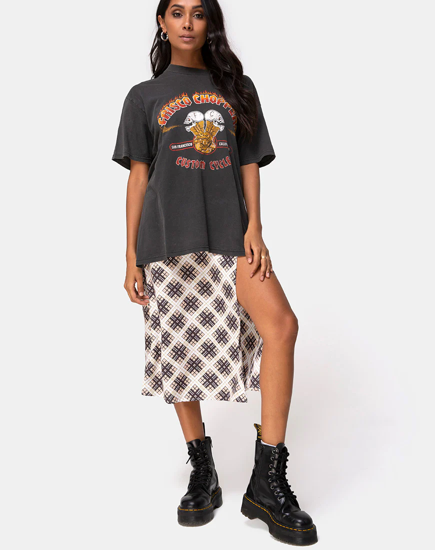 Saika Midi Skirt in Kate Check - Awmao
