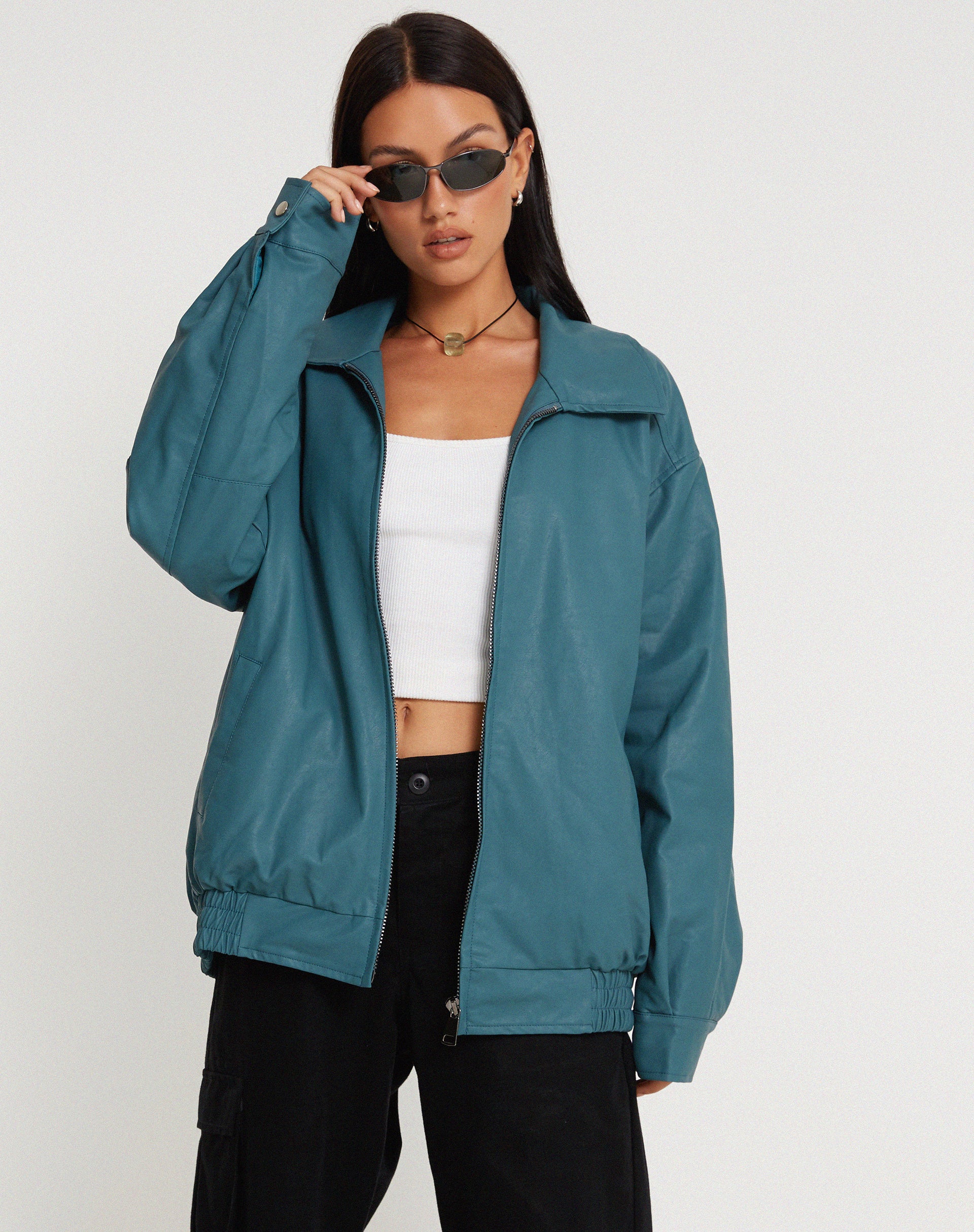 MOTEL X JACQUIE Cavita Jacket in PU Grey Blue - Awmao