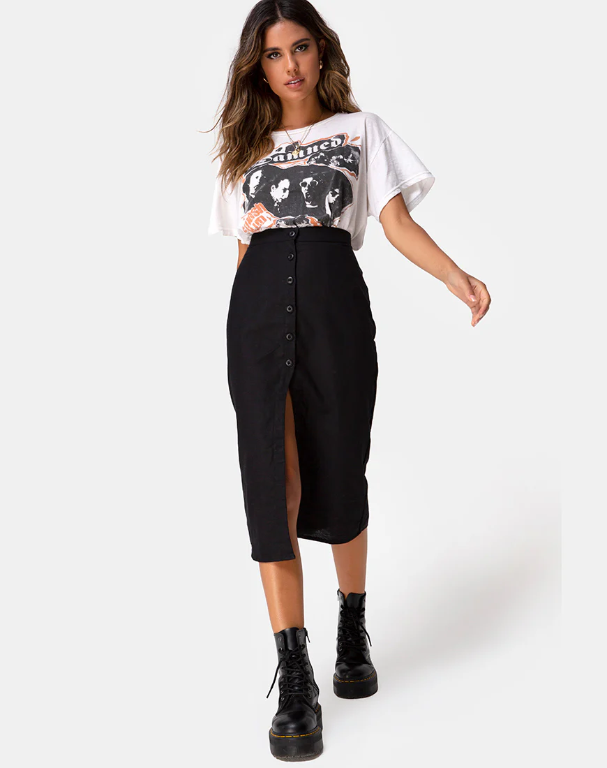 Kaisa Midi Skirt in Black - Awmao