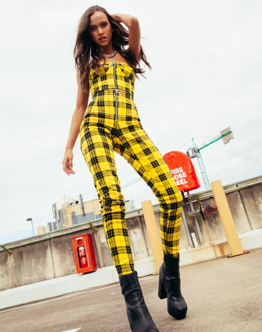 Jolim Tapered Trouser in Winter Plaid Yellow - Awmao