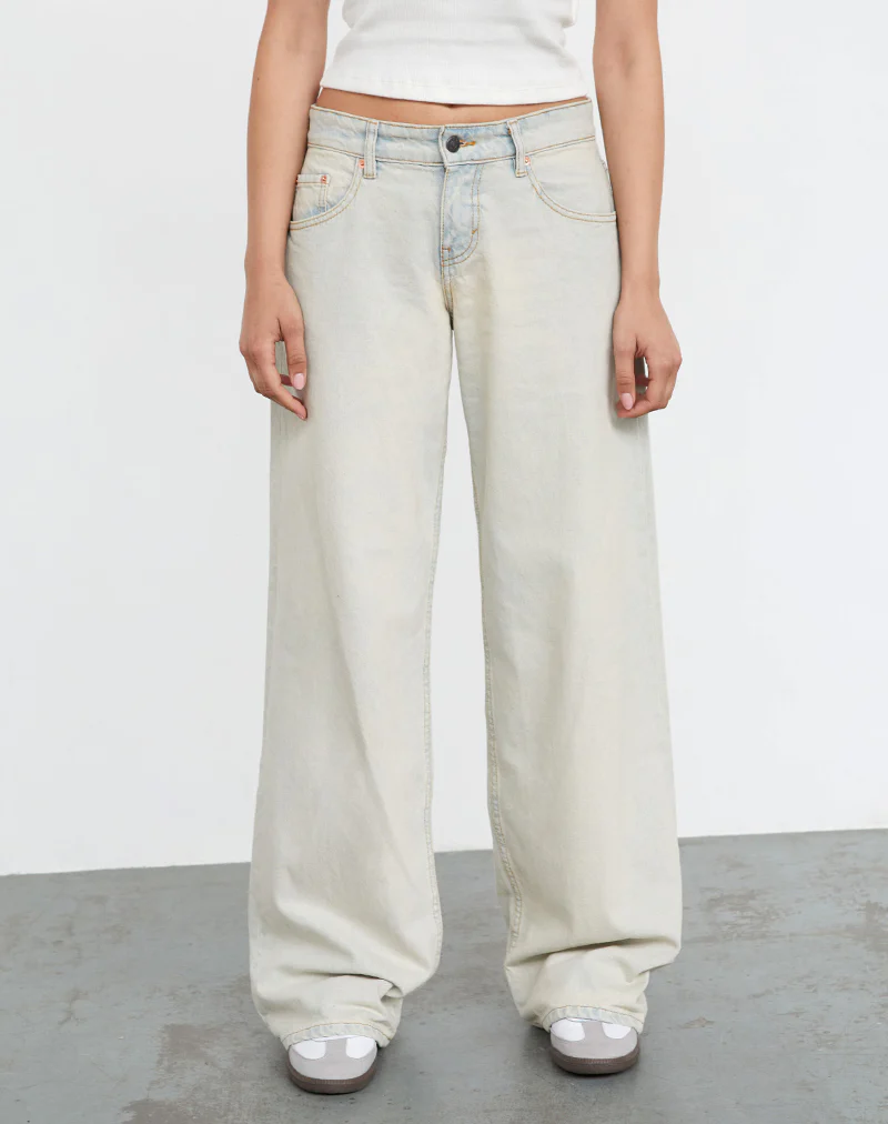 Roomy Extra Wide Low Rise Jeans In Arctic Blue - Awmao