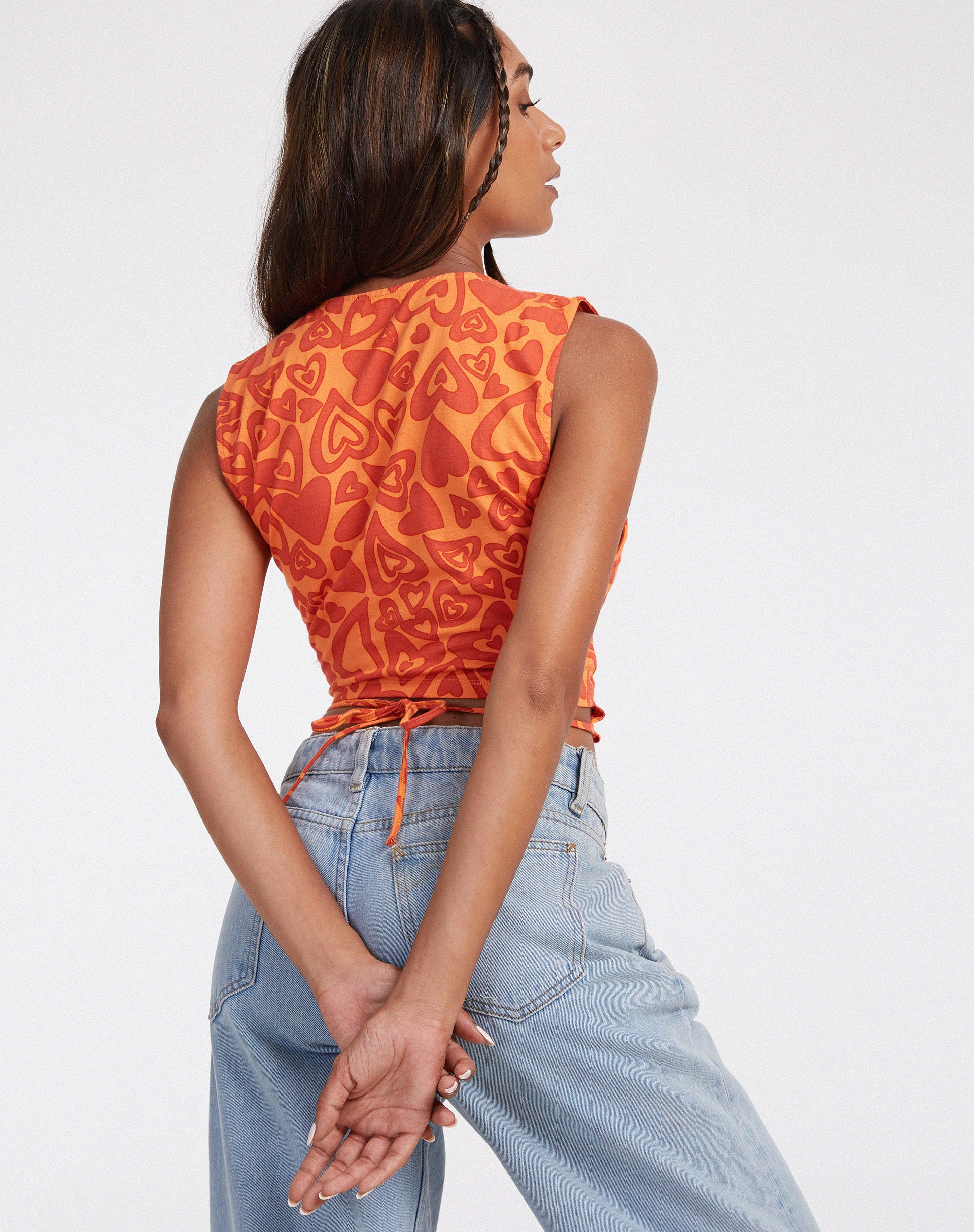 Baruna Top in Retro Heart Orange - Awmao