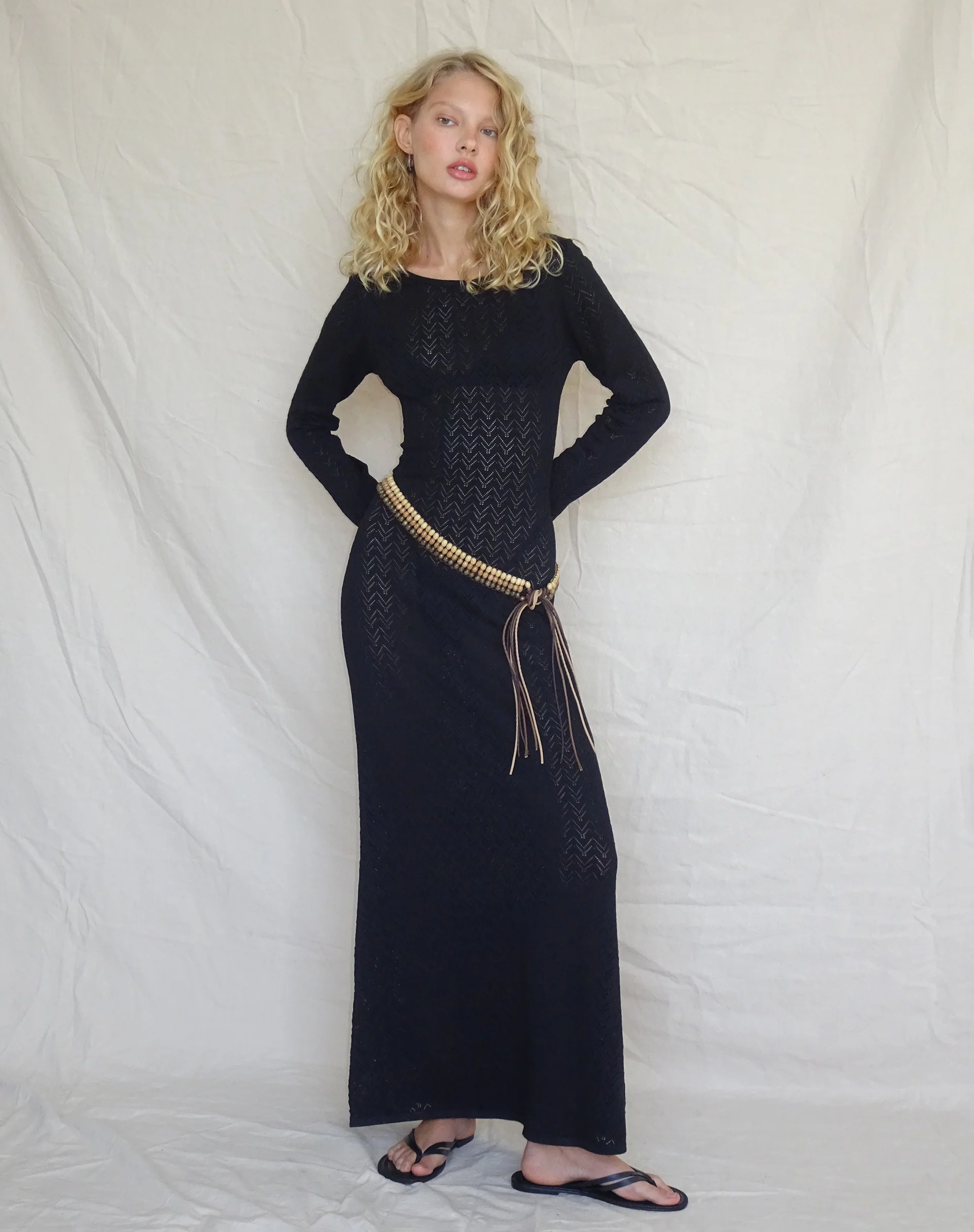 Jadie Open Back Maxi Dress in Black - Awmao