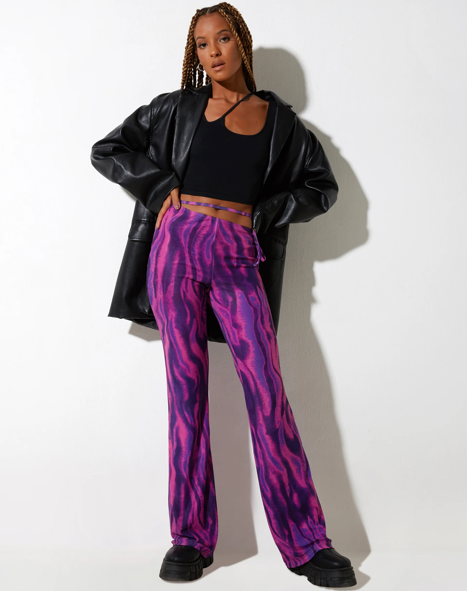 Eda Flare Trouser in Tropical Rave Pink - Awmao