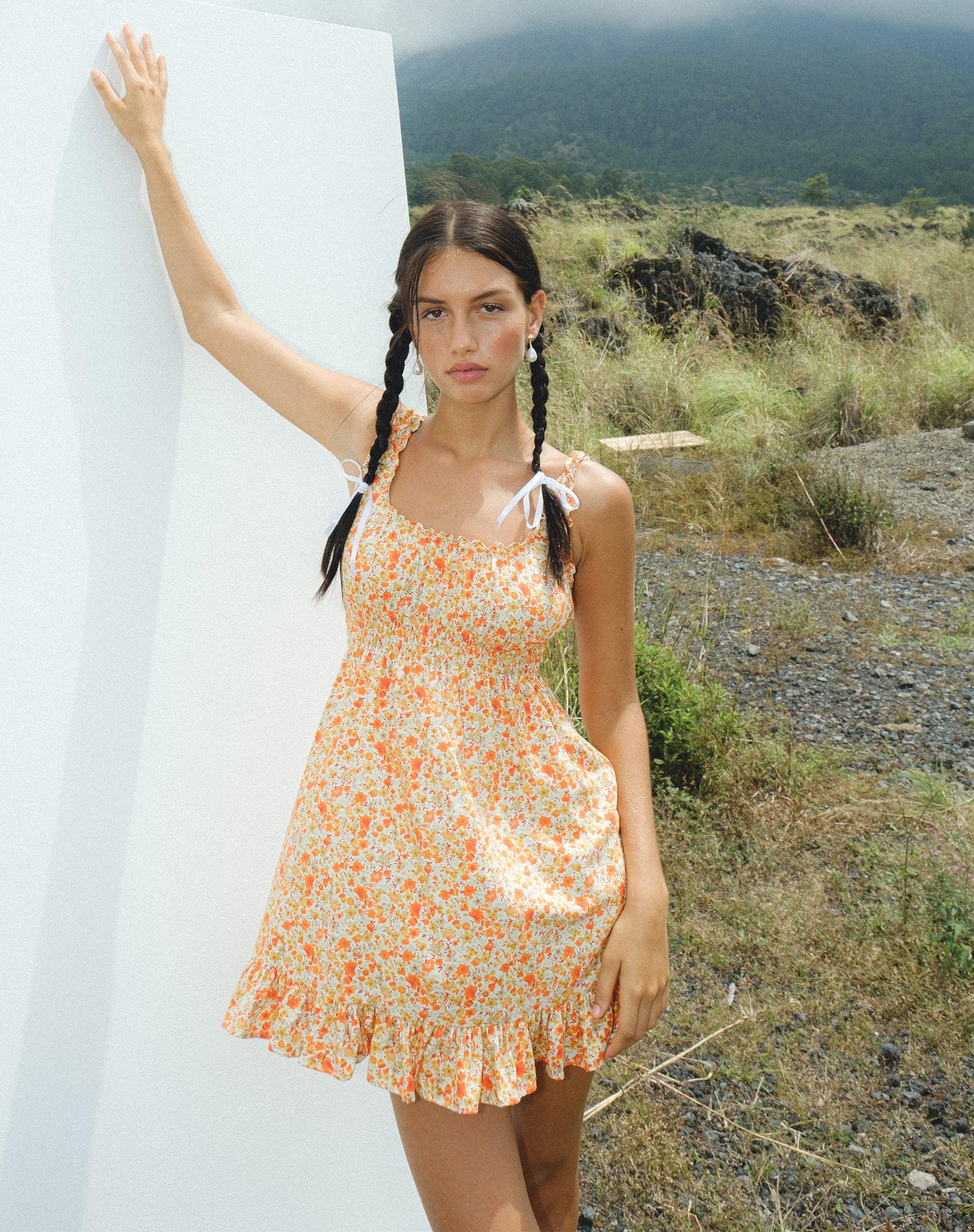 Soyata Day Dress in Ditsy Tangerine - Awmao