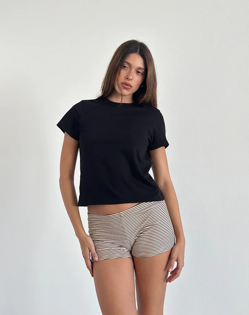Sakha Boxy Top in Plain Black - Awmao