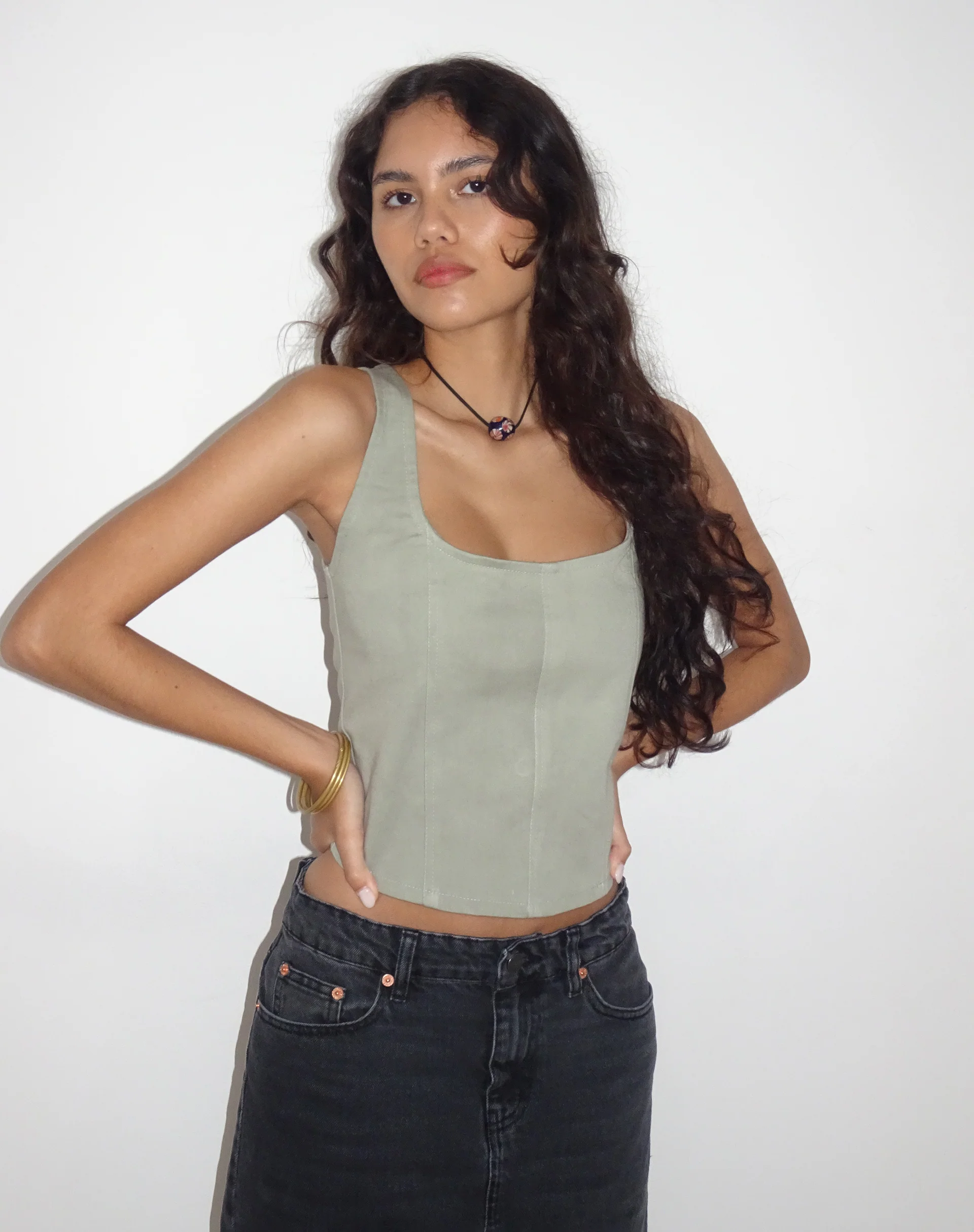 Kye Corset Top in Ash Grey - Awmao