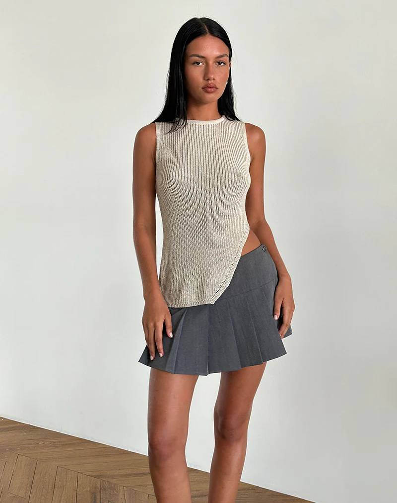 Shartina Tank Top in Natural Knit - Awmao