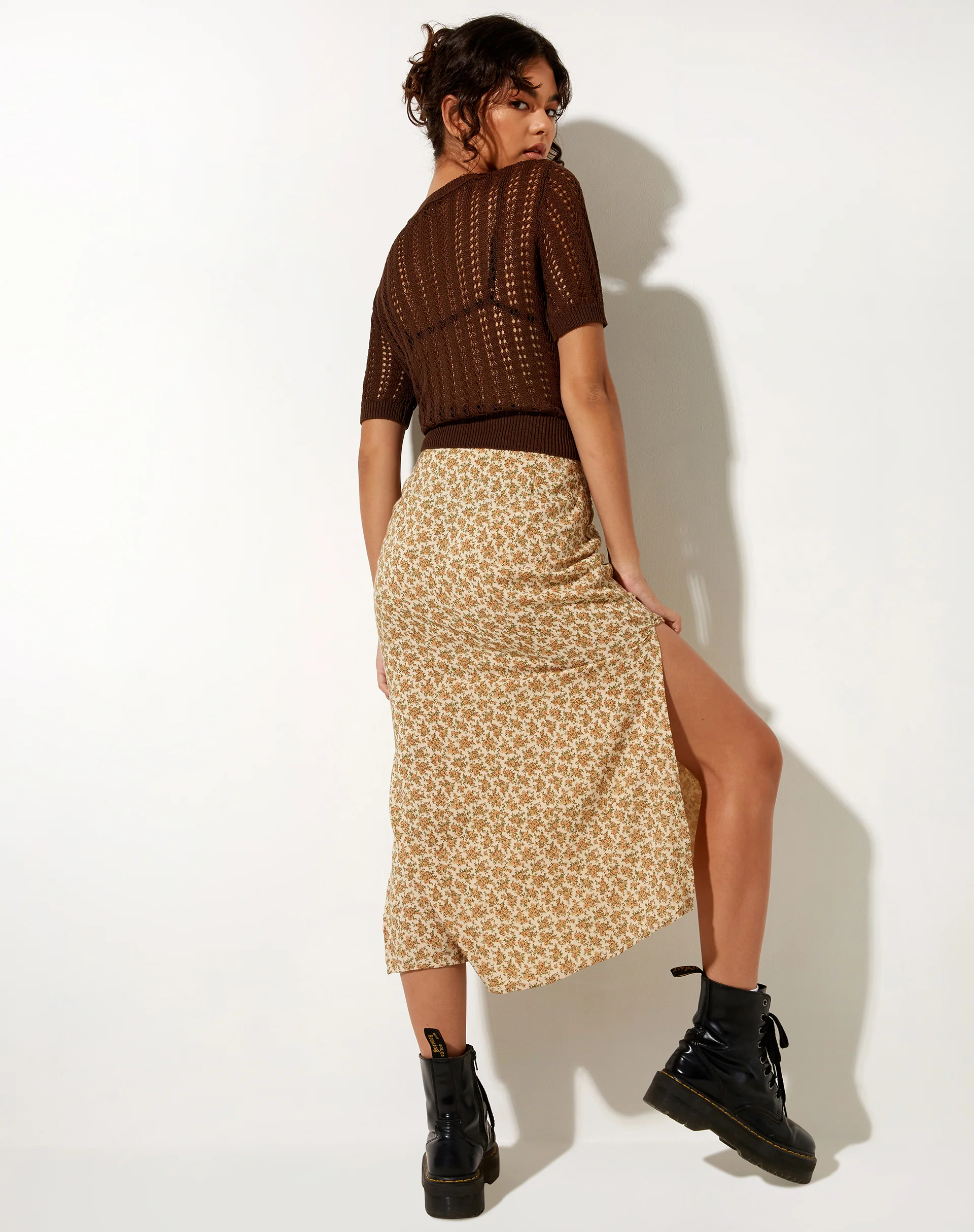 Tindra Midi Skirt in Washed Ditsy - Awmao