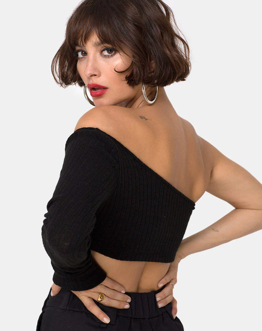 Fiax Top in Rib Black - Awmao