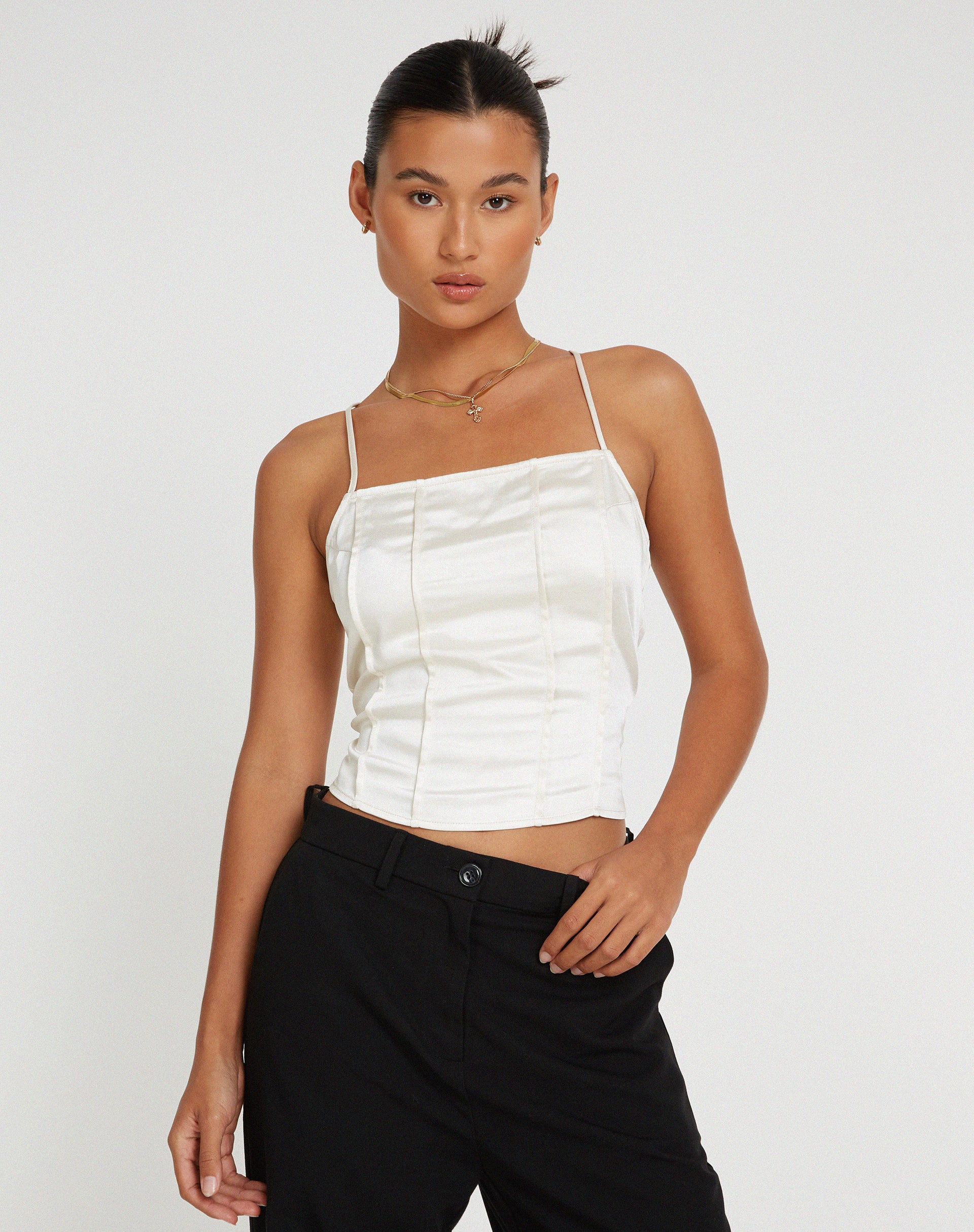 Cosey Top in Satin Ivory - Awmao