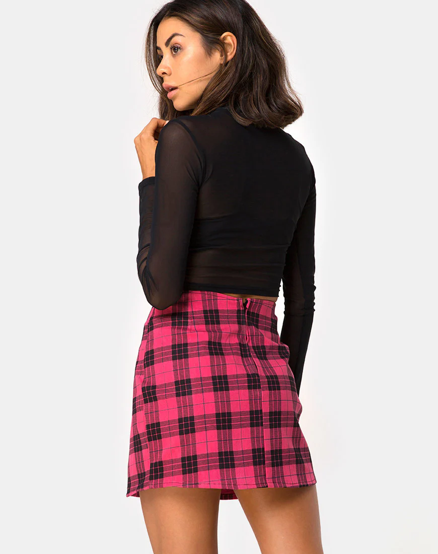 Pelmet Skirt in Winter Plaid Red / Black - Awmao