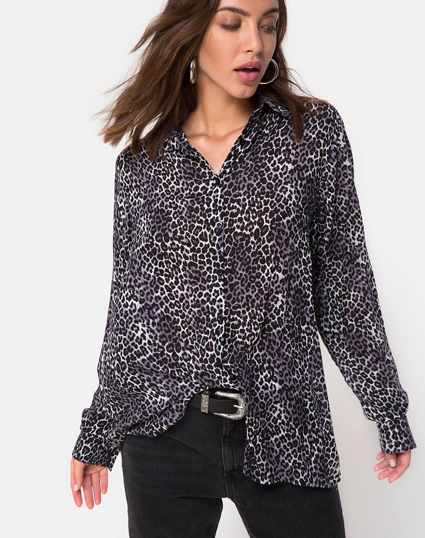 Disam Shirt in Rar Leopard Grey - Awmao